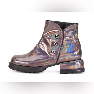 John Fluevog Unity Penney ankle boot in the oil slick colorway 9 AS IS